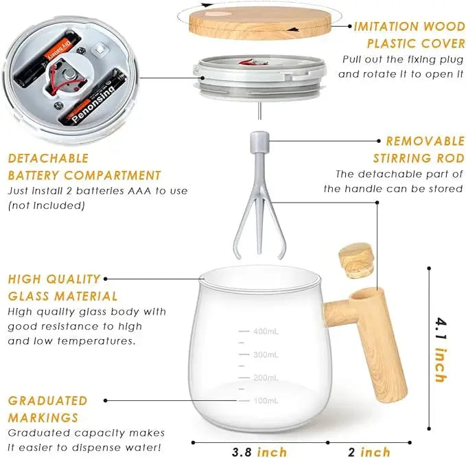HADD BrewGlass Self-Stirring Mug — Effortless Mixing, Zero Spoon HADD