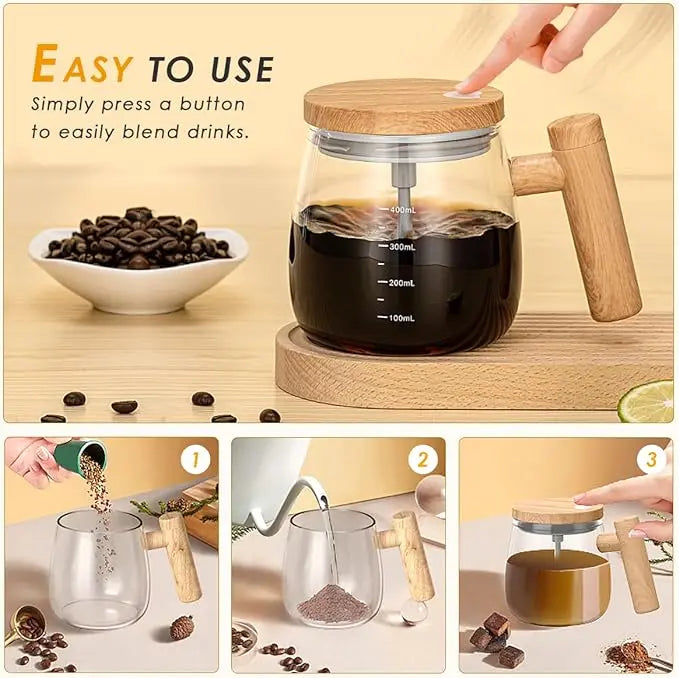 HADD BrewGlass Self-Stirring Mug — Effortless Mixing, Zero Spoon HADD